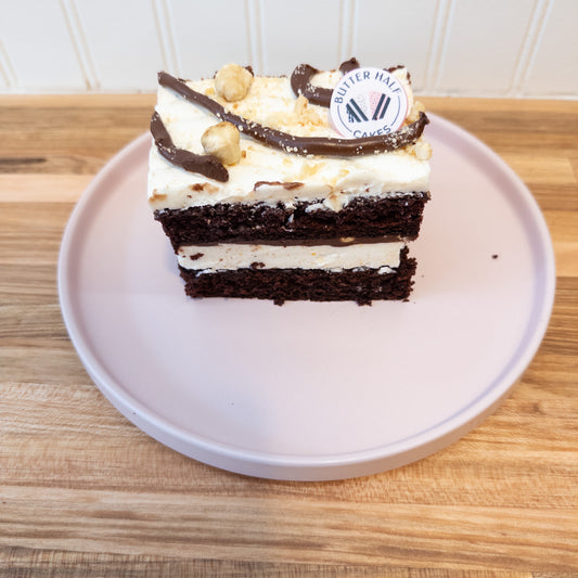 Cake Slab - Chocolate Sponge, Hazelnut Praline Buttercream, Nutella, Hazelnuts